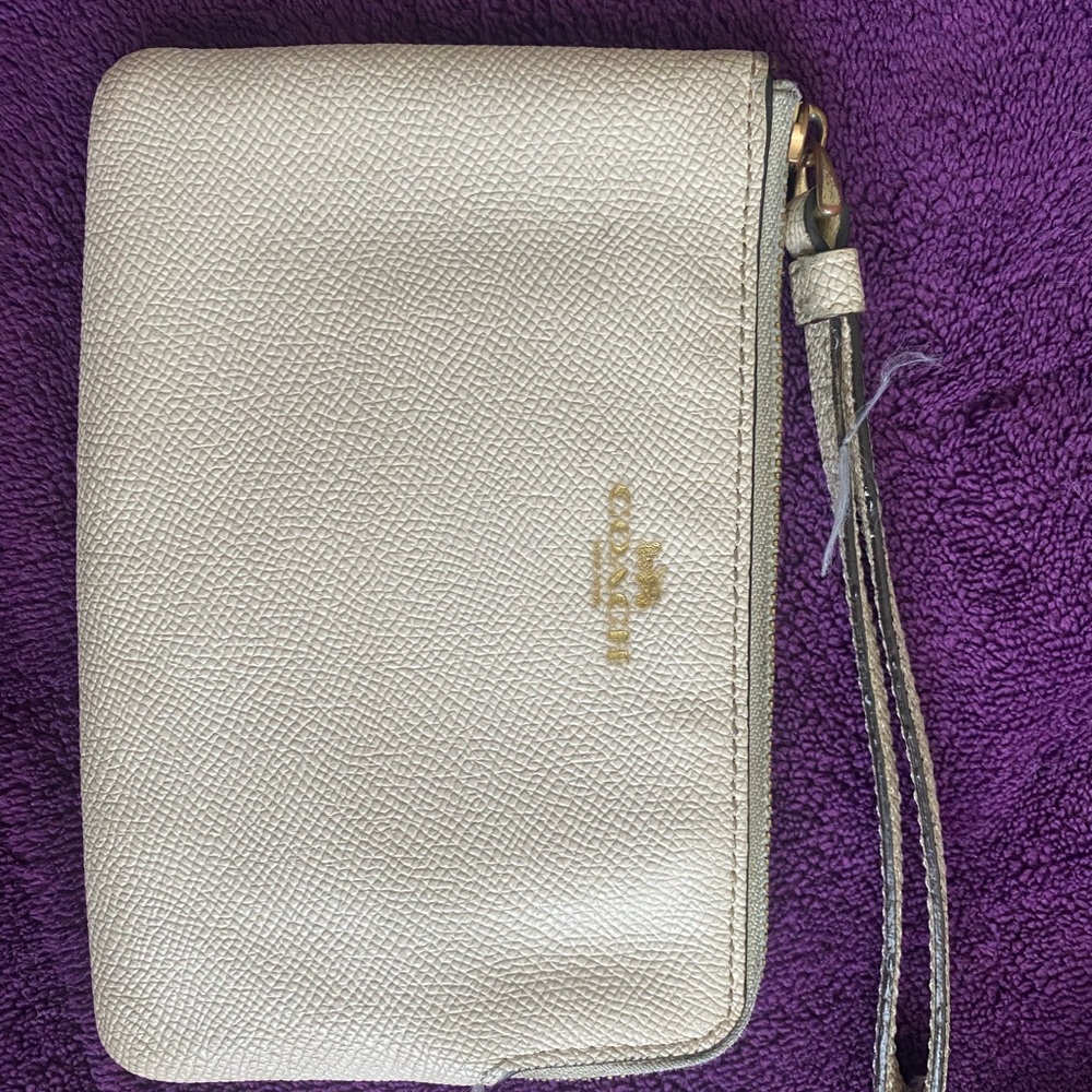 Coach Cream Wristlet Clutch